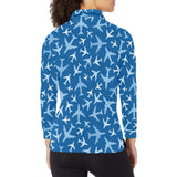 Airplane pattern in the sky Women's Long Sleeve Polo Shirt