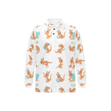 Cute Kangaroo pattern Men's Long Sleeve Polo Shirt