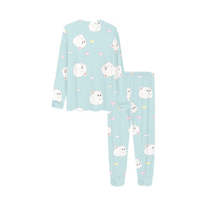 White cute hamsters heart pattern Kids' Boys' Girls' All Over Print Pajama Set