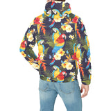 Colorful parrot flower pattern Men's Padded Hooded Jacket
