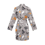 Halloween design pattern Women's Long Sleeve Belted Night Robe
