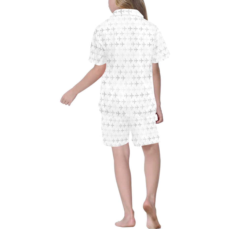 Airplane print pattern Kids' Boys' Girls' V-Neck Short Pajama Set
