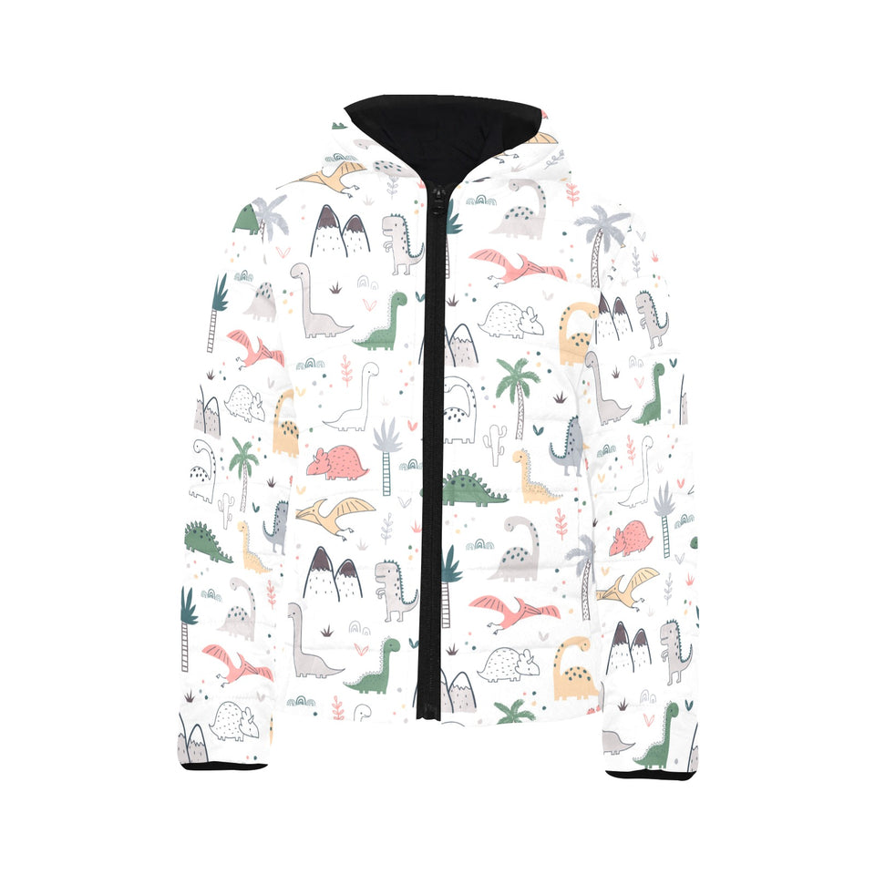 Cute cartoon dinosaurs tree pattern Kids' Boys' Girls' Padded Hooded Jacket