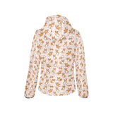 Cute Corgis Pattern pink background Women's Padded Hooded Jacket