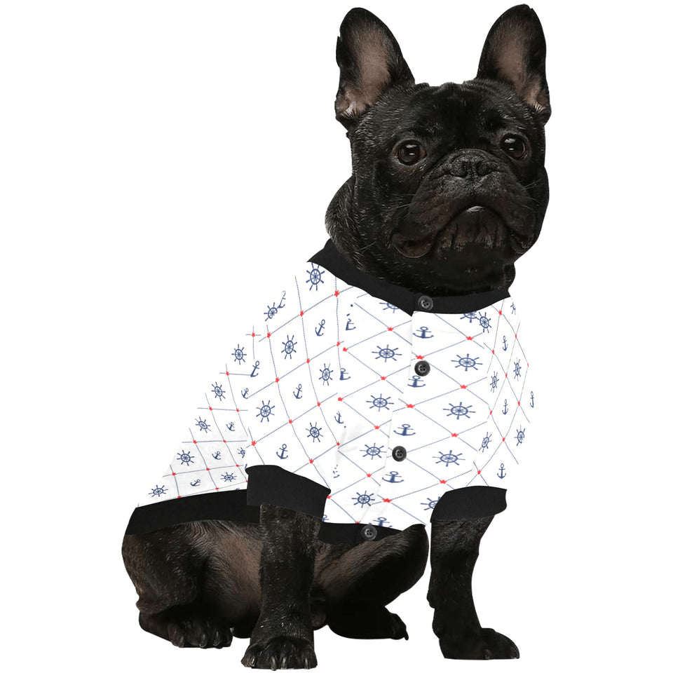 Anchor rudder nautical design pattern All Over Print Pet Dog Round Neck Fuzzy Shirt