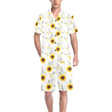 beautiful sunflowers pattern Men's V-Neck Short Pajama Set