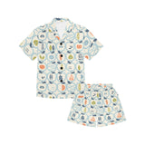 apples leaves pattern Kids' Boys' Girls' V-Neck Short Pajama Set
