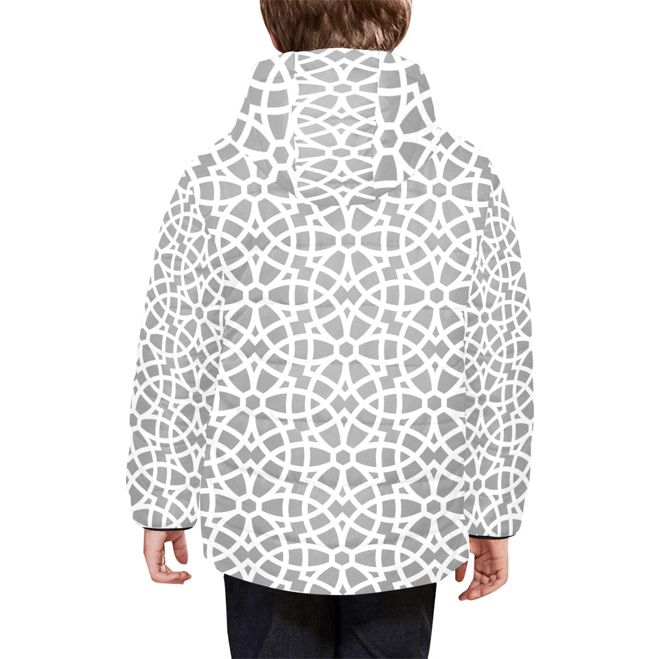 arabic gray pattern Kids' Boys' Girls' Padded Hooded Jacket