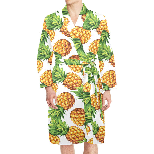 Pineapples design pattern Men's Long Sleeve Belted Night Robe