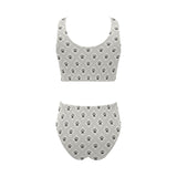 Dog Paws Pattern Print Design 03 Chest Bowknot High Waisted Bikini Swimsuit
