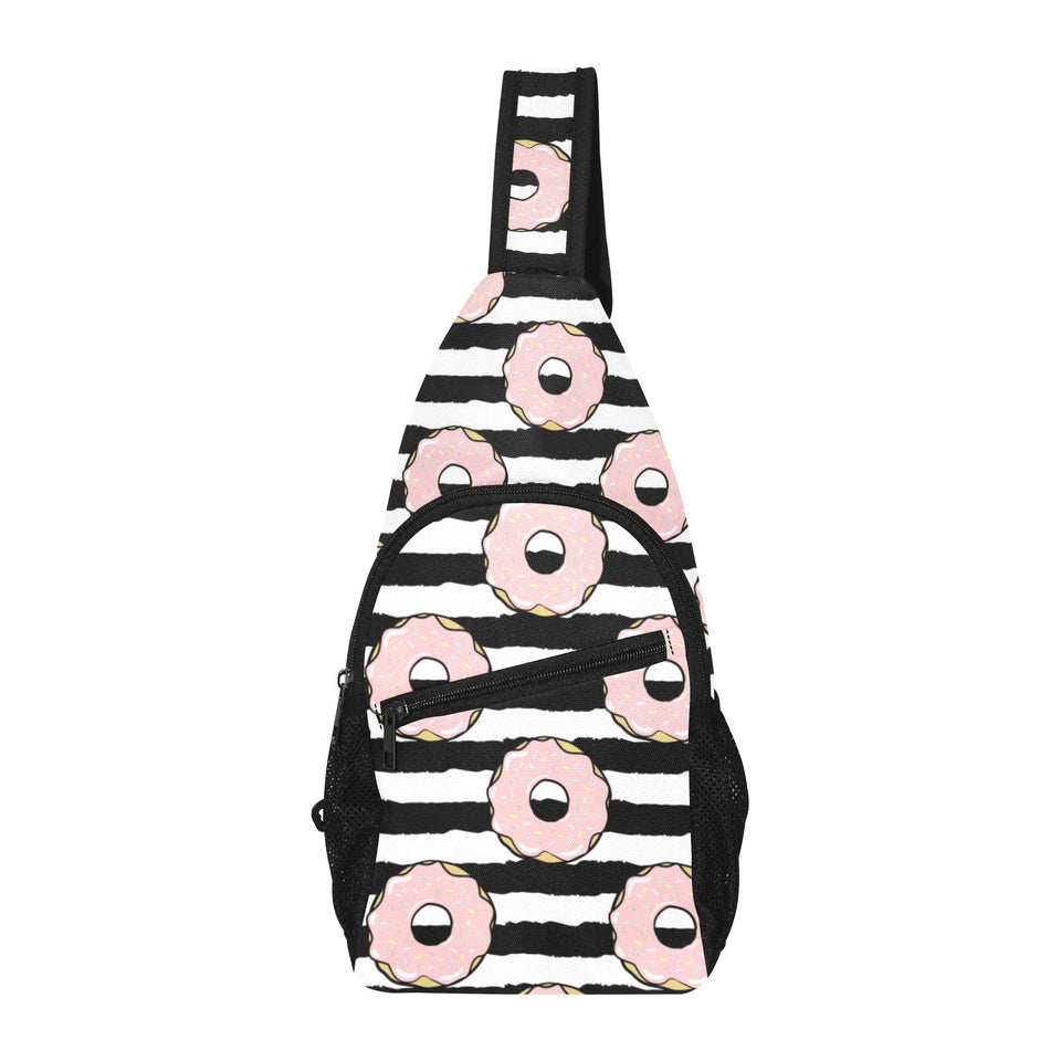 Donuts pink icing striped pattern All Over Print Chest Bag