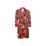 Tomato black background Men's Long Sleeve Belted Night Robe