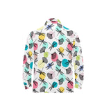 Dragonflies ginkgo leaves pattern Men's Long Sleeve Polo Shirt