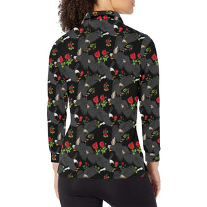 Eagle Pattern Print Design 04 Women's Long Sleeve Polo Shirt