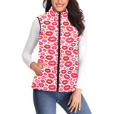 Lips Pattern Print Design 01 Women's Padded Vest