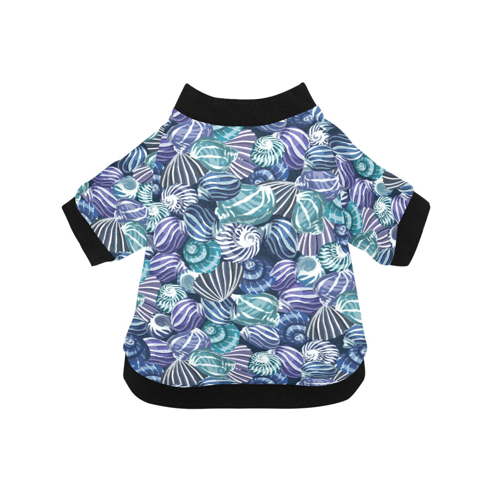 Shell design pattern All Over Print Pet Dog Round Neck Fuzzy Shirt