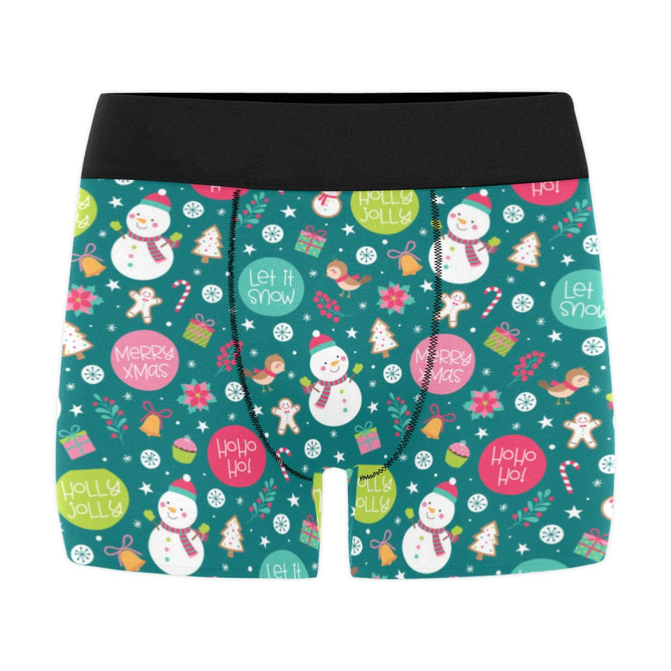 Snowman bird decorative elements christmas pattern Men's All Over Print Boxer Briefs Men's Underwear