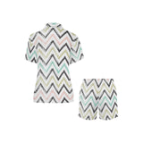 zigzag chevron paint pattern Women's V-Neck Short Pajama Set