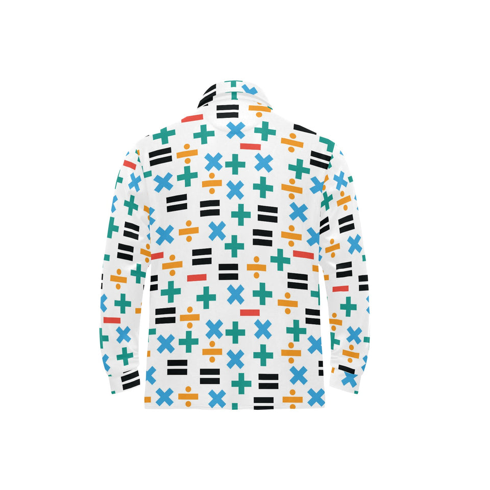 Math Pattern Print Design 05 Men's Long Sleeve Polo Shirt