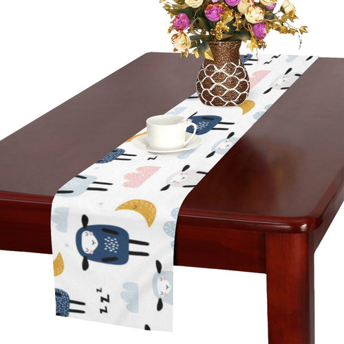 Cute sleeping sheep moon cloud pattern Table Runner