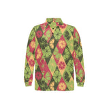 Cool Geometric lime pattern Men's Long Sleeve Polo Shirt