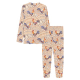 Cute rooster chicken cock floral ornament backgrou Women's All Over Print Pajama Set