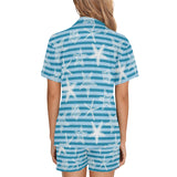 Starfish blue blackground Women's V-Neck Short Pajama Set