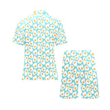 Fried Eggs Pattern Print Design 04 Men's V-Neck Short Pajama Set