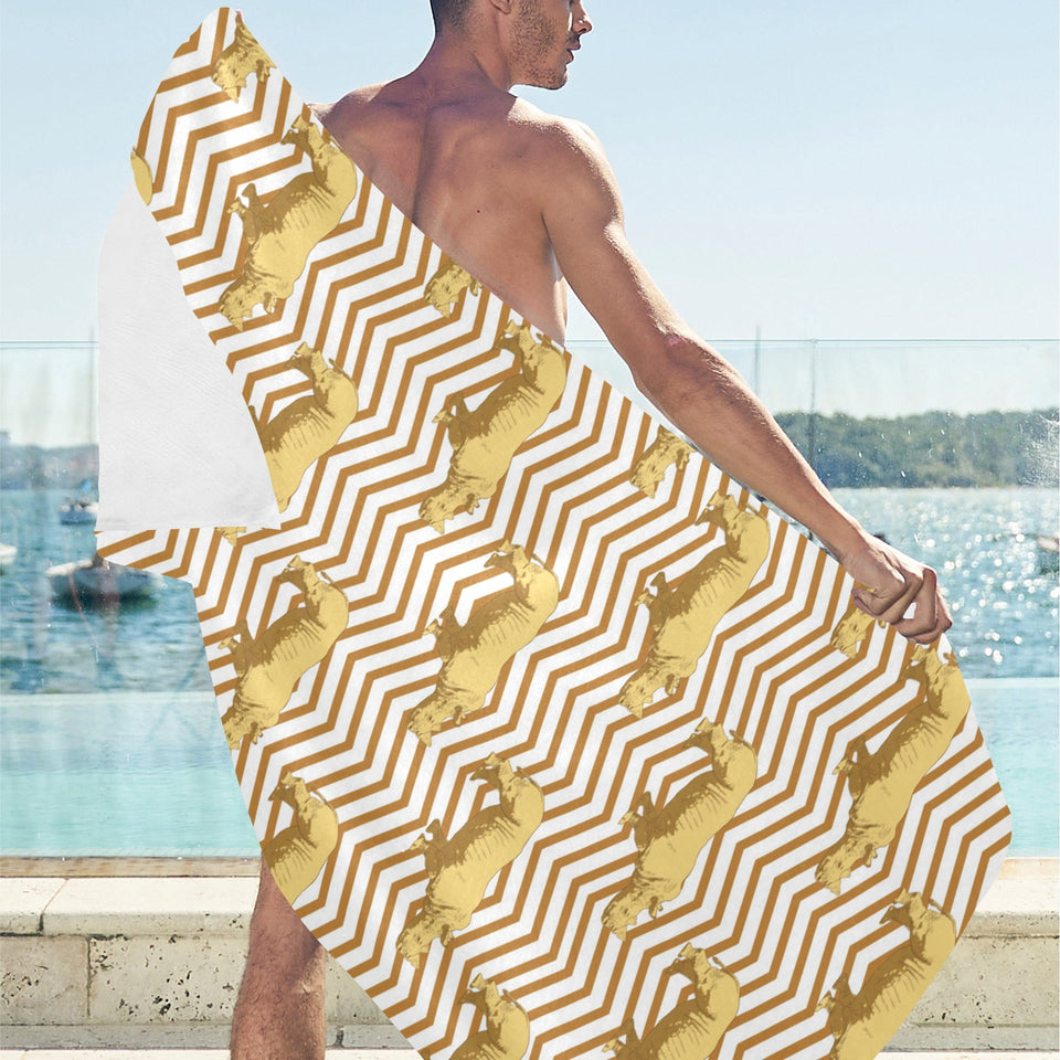 Rhino yellow theme pattern Beach Towel