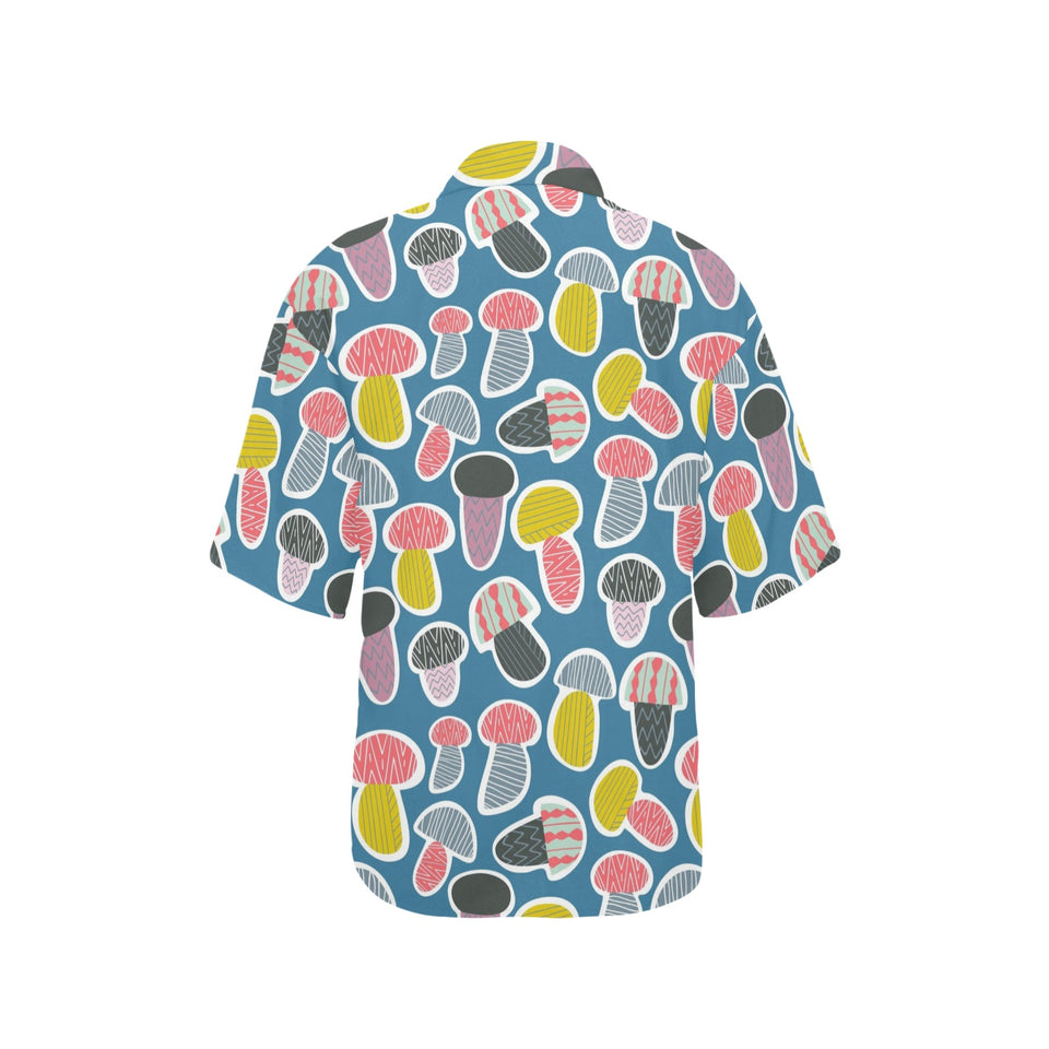 Colorful mushroom design pattern Women's All Over Print Hawaiian Shirt