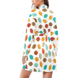 Colorful american football ball pattern Women's Long Sleeve Belted Night Robe