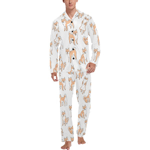 shiba inu dog pattern Men's Long Pajama Set