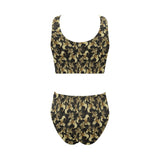 Goldfish Pattern Print Design 01 Chest Bowknot High Waisted Bikini Swimsuit