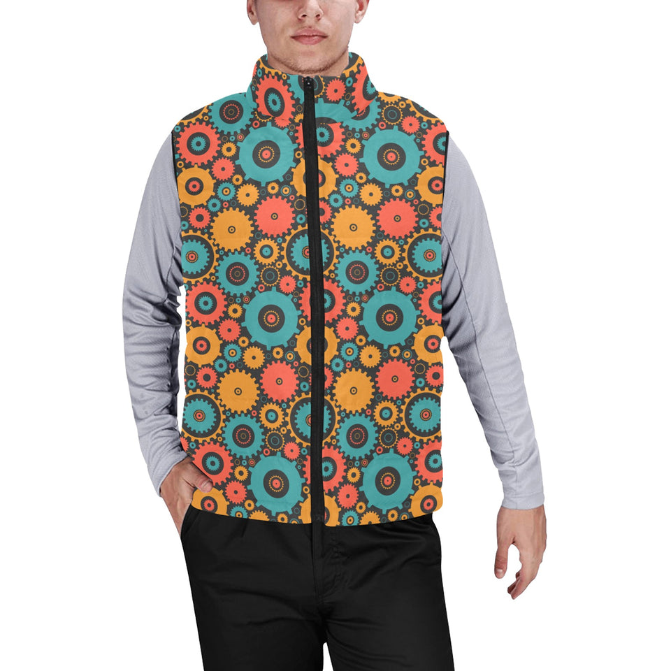 Gear Pattern Print Design 01 Men's Padded Vest