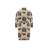 Beagle muzzles turquoise paint splashes pink patte Men's Long Sleeve Belted Night Robe