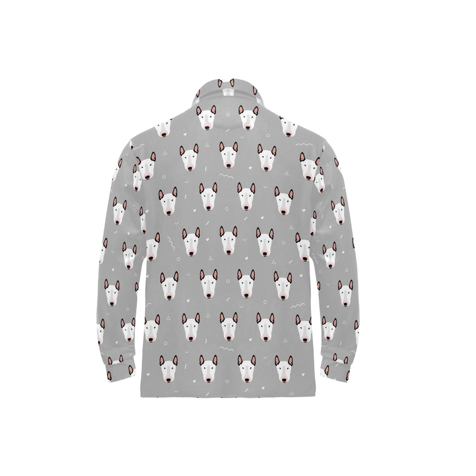 Bull Terrier Pattern Print Design 05 Men's Long Sleeve Polo Shirt