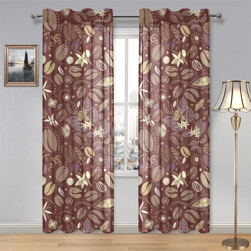 Coffee bean flower pattern Gauze Curtain