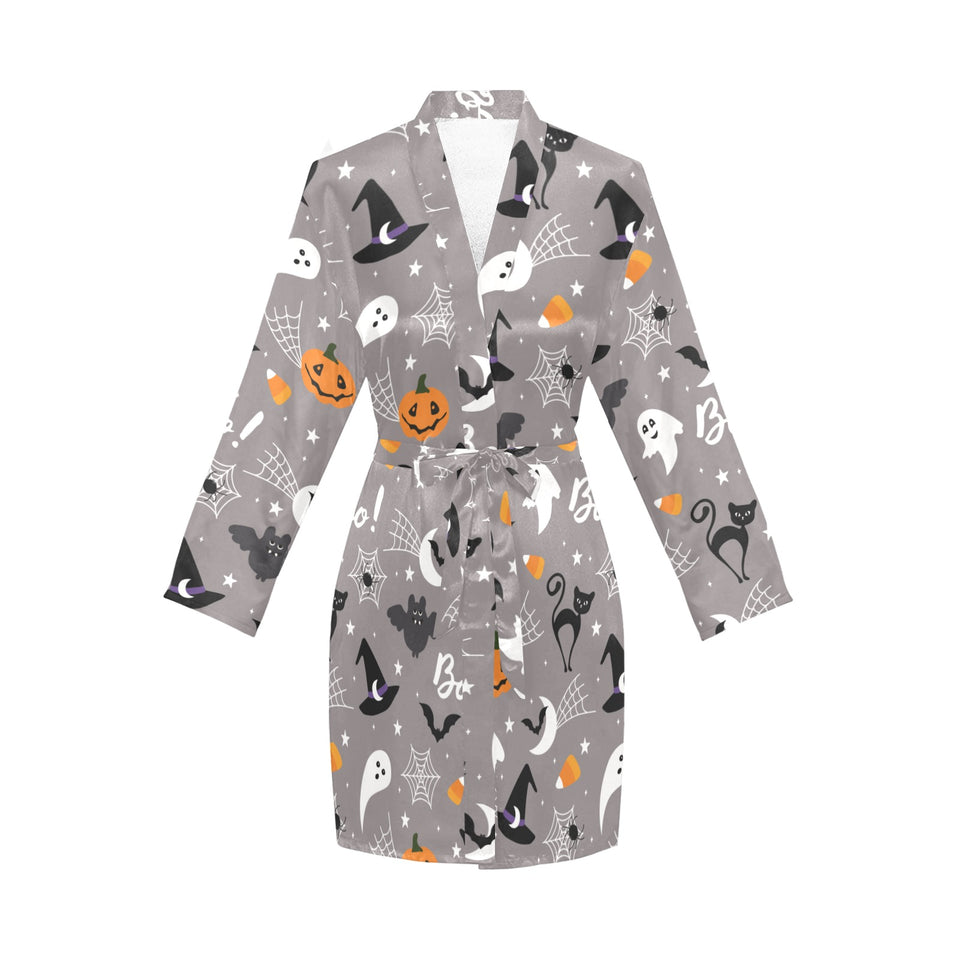 Halloween design pattern Women's Long Sleeve Belted Night Robe