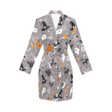 Halloween design pattern Women's Long Sleeve Belted Night Robe