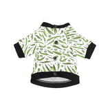 Hand drawn sketch style green Chili peppers patter All Over Print Pet Dog Round Neck Fuzzy Shirt