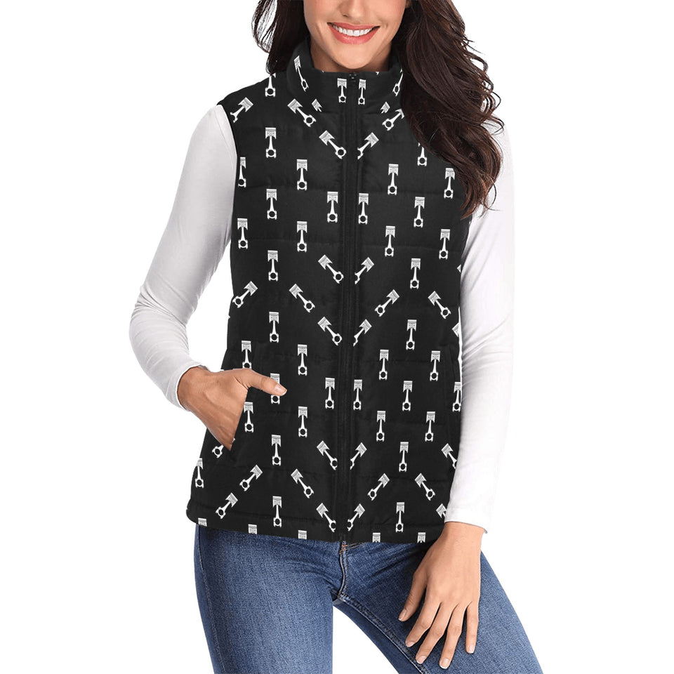 Engine Piston Black Theme Pattern Print Design 03 Women's Padded Vest