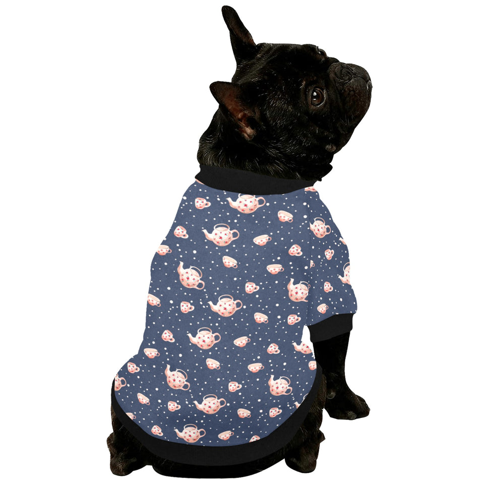 Tea pots Pattern Print Design 04 All Over Print Pet Dog Round Neck Fuzzy Shirt