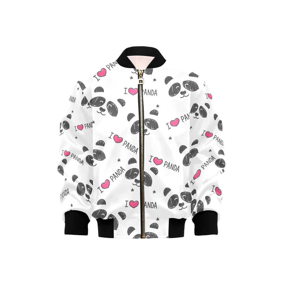 Hand Drawn faces of pandas pattern Kids' Boys' Girls' Bomber Jacket