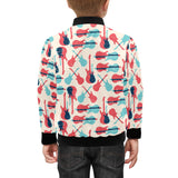 Red Blue guitar pattern Kids' Boys' Girls' Bomber Jacket