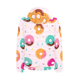 Donut pattern glaze pink background Men's Padded Hooded Jacket