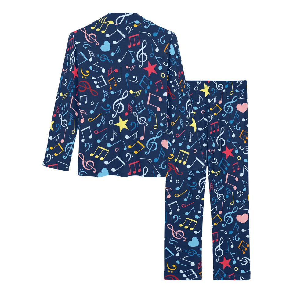 Music Notes Pattern Print Design 03 Women's Long Pajama Set