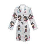 Cute ninja pattern Women's Long Sleeve Belted Night Robe