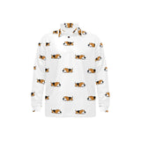 Cute beagle dog sleeping pattern Men's Long Sleeve Polo Shirt