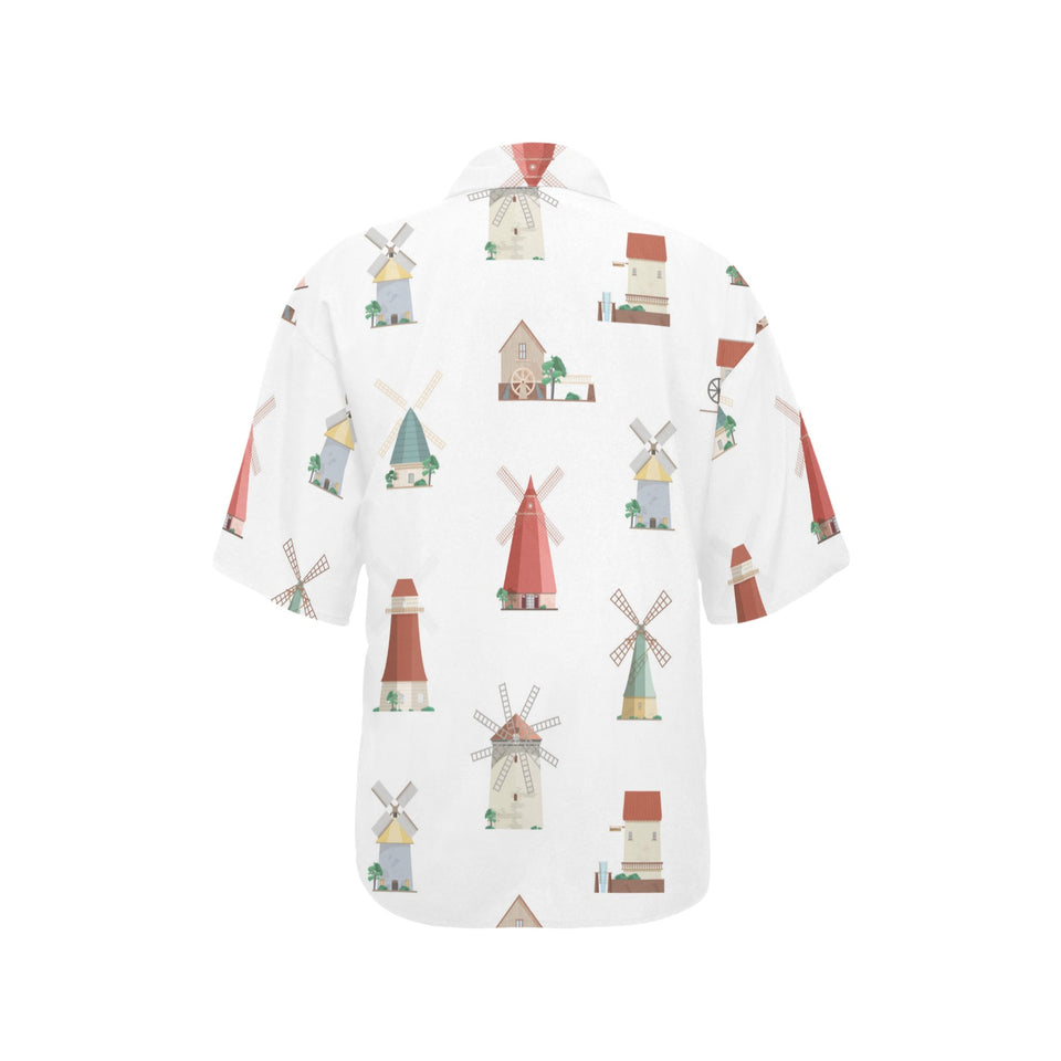 windmill design pattern Women's All Over Print Hawaiian Shirt