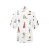 windmill design pattern Women's All Over Print Hawaiian Shirt